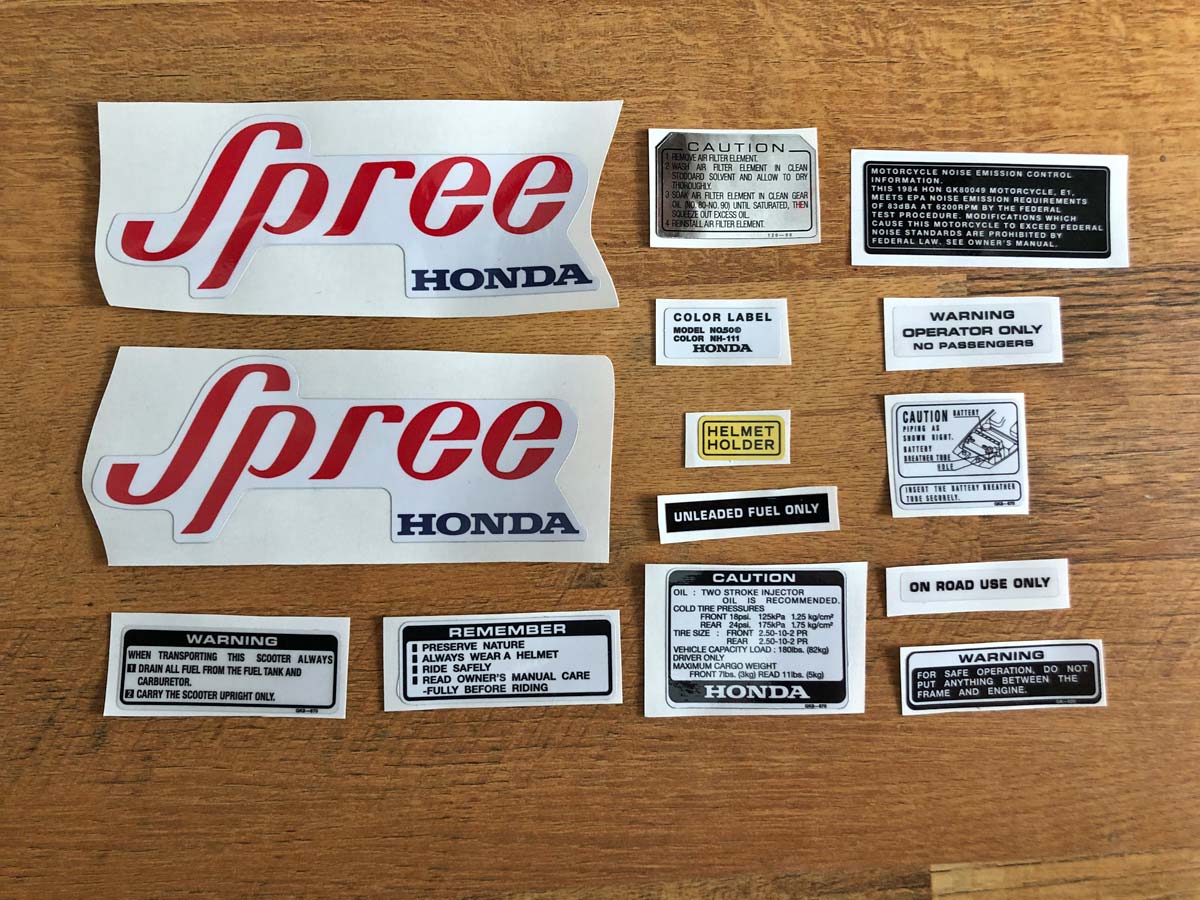 SP　エスピー　ステッカー Honda Spree Decal Set – Motorcycle Symmetry